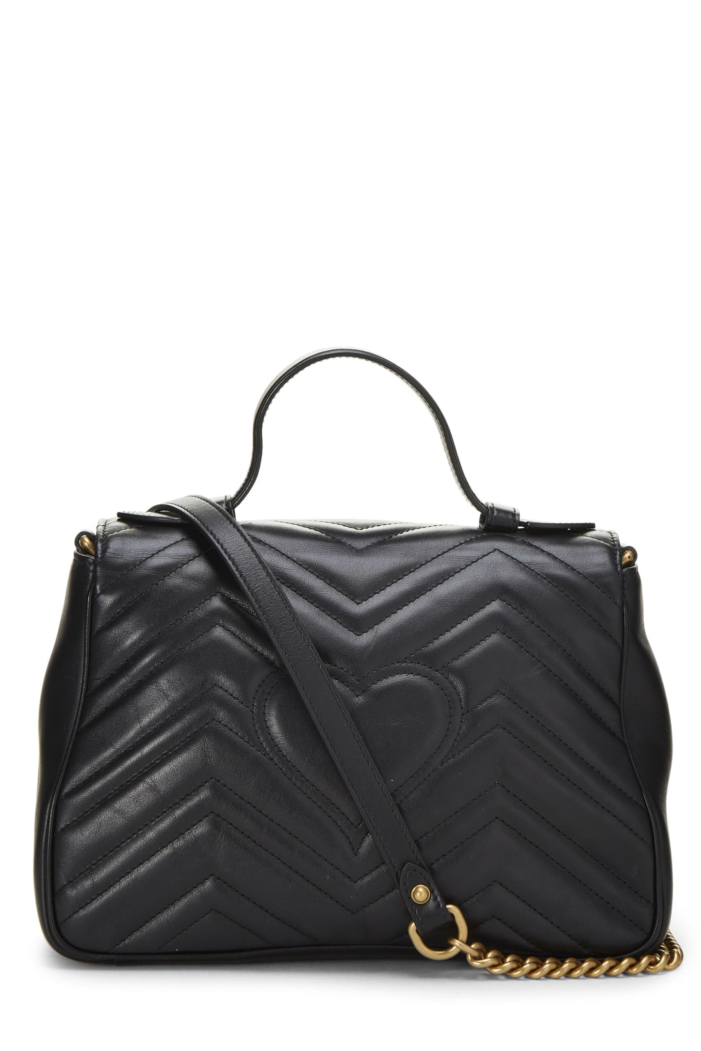 Gucci, sac à bandoulière GG Marmont en cuir noir d'occasion, petit modèle, noir