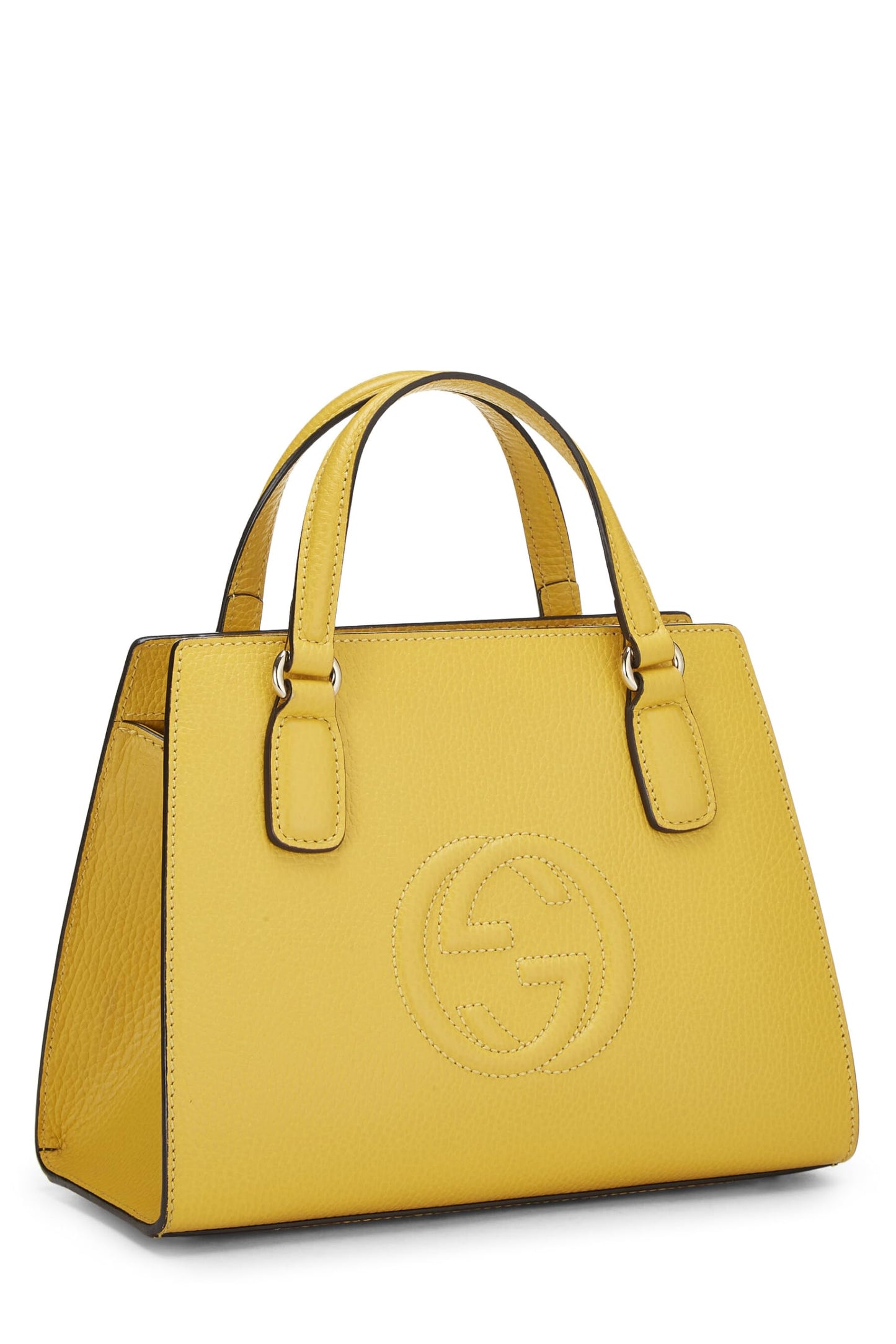 Gucci, sac à main Soho en cuir grainé jaune d'occasion, jaune