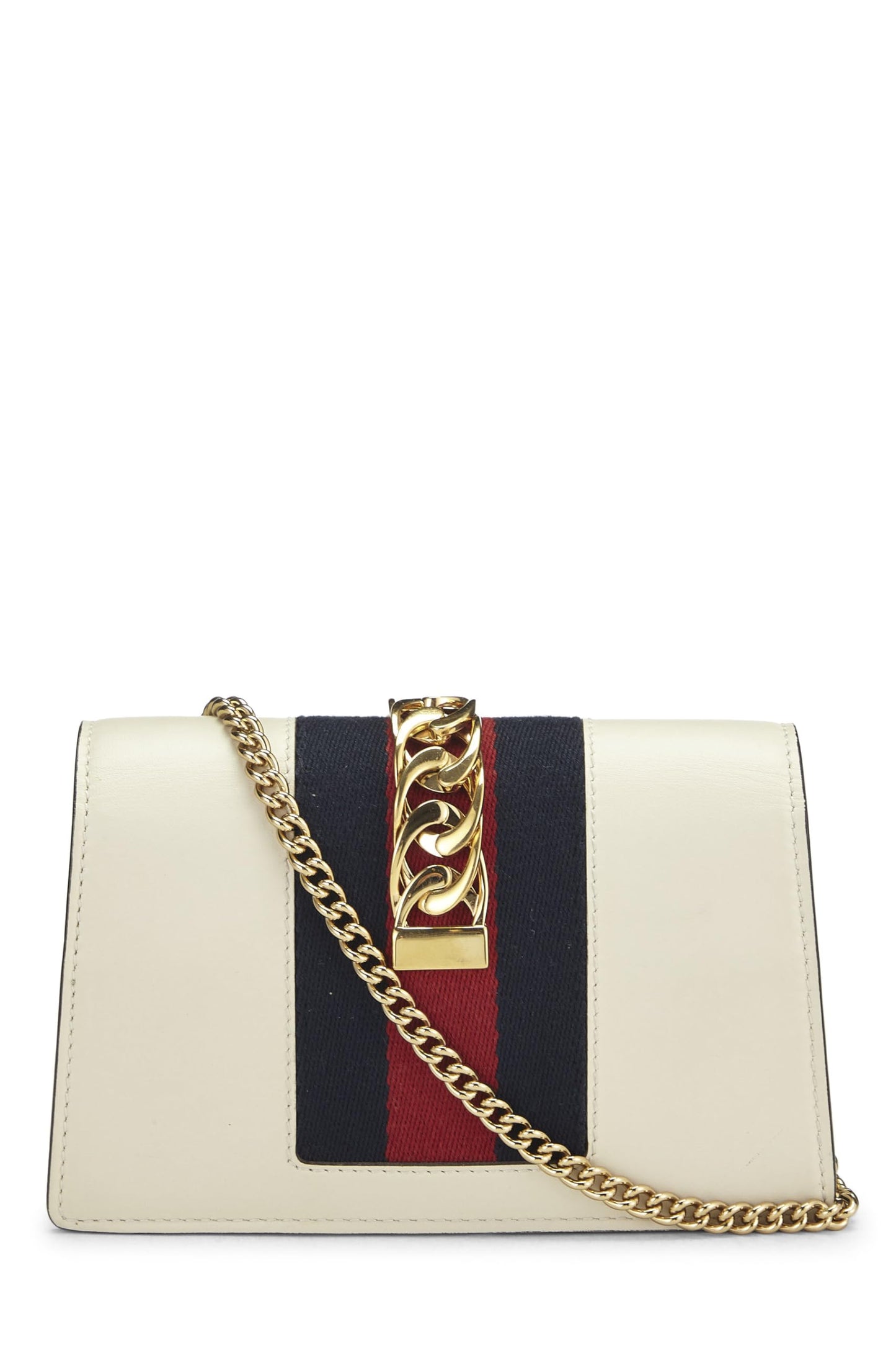 Gucci, Pre-Loved White Leather Sylvie Chain Bag, White