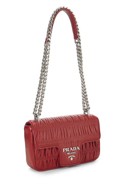 Prada, Pre-Loved Red Nappa Gaufre Crossbody Bag, Red