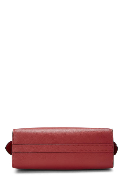 Prada, Pre-Loved Red Saffiano Esplanade Crossbody, Red