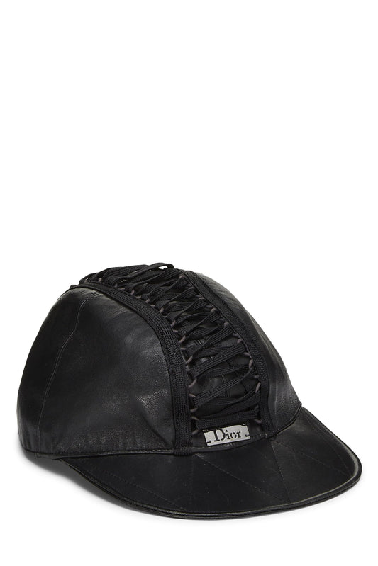 Dior, Casquette à lacets en cuir noir d'occasion, noir