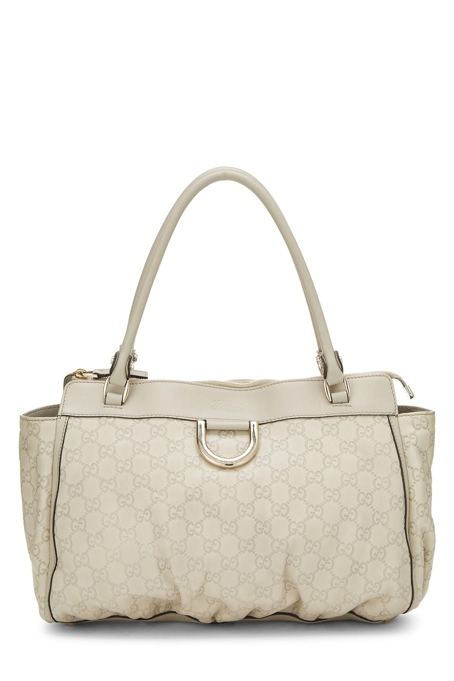 Gucci, Bolso tote con cremallera Abbey y anilla en D blanco Guccissima Pre-Loved, Blanco