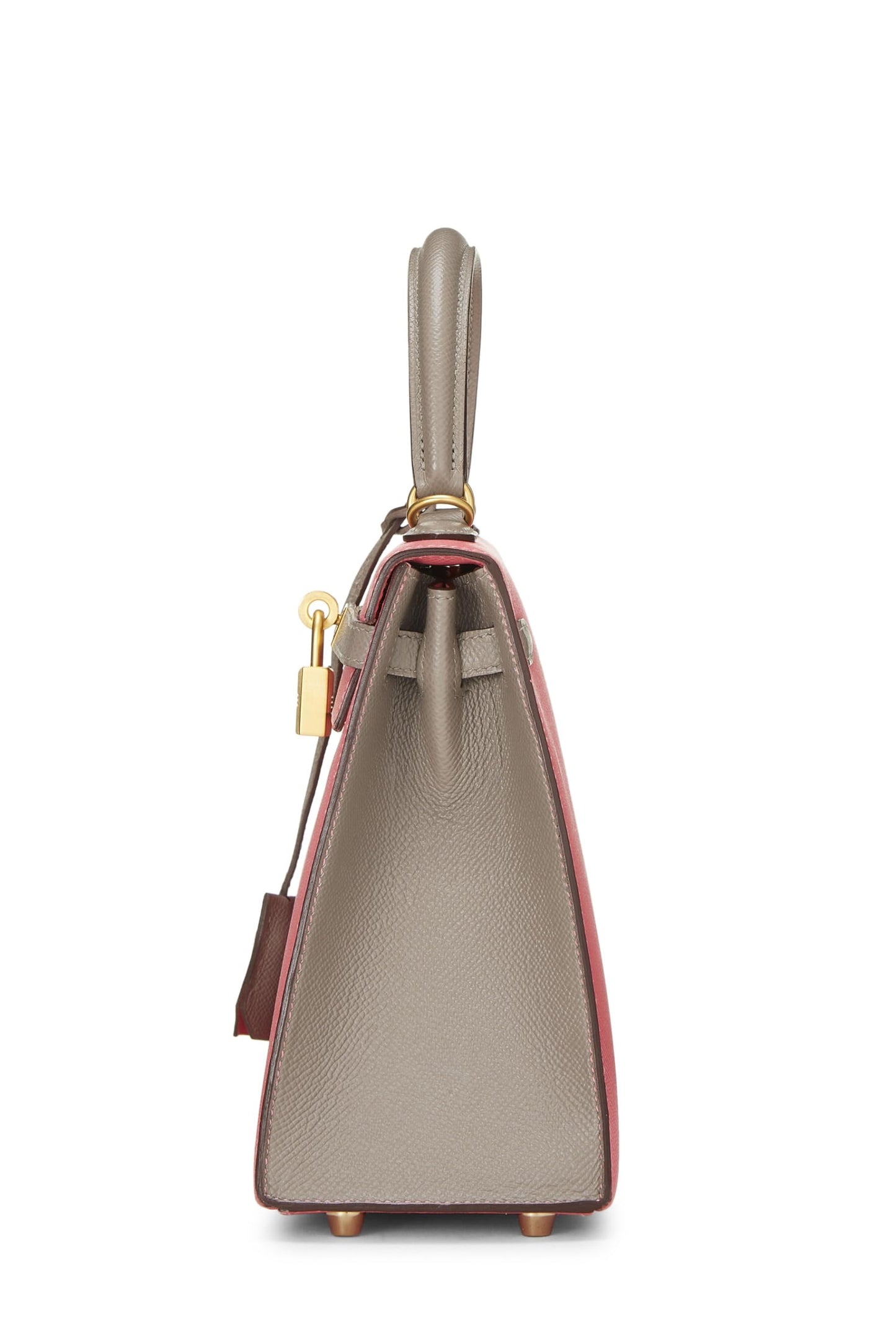 Hermès, sac Kelly Sellier 25 en cuir de vachette rose Jaipur et gris mouette Epsom Horseshoe, multicolore