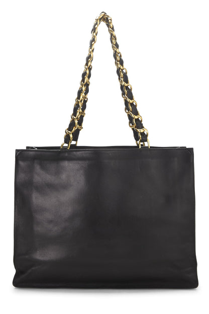 Chanel, Pre-Loved Black Lambskin Flat Chain Handle Tote Medium, Black