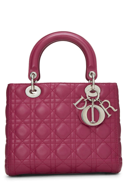 Dior, Lady Dior Medium en cuir d'agneau matelassé Cannage violet d'occasion, violet