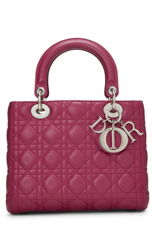 Dior, Lady Dior Medium en cuir d'agneau matelassé Cannage violet d'occasion, violet