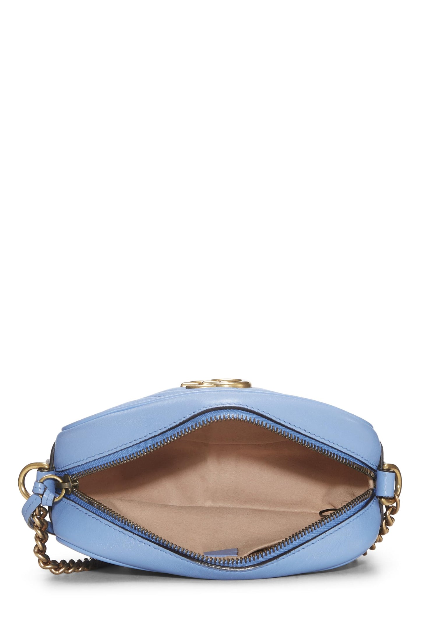 Gucci, Mini sac bandoulière GG Marmont en cuir bleu d'occasion, bleu