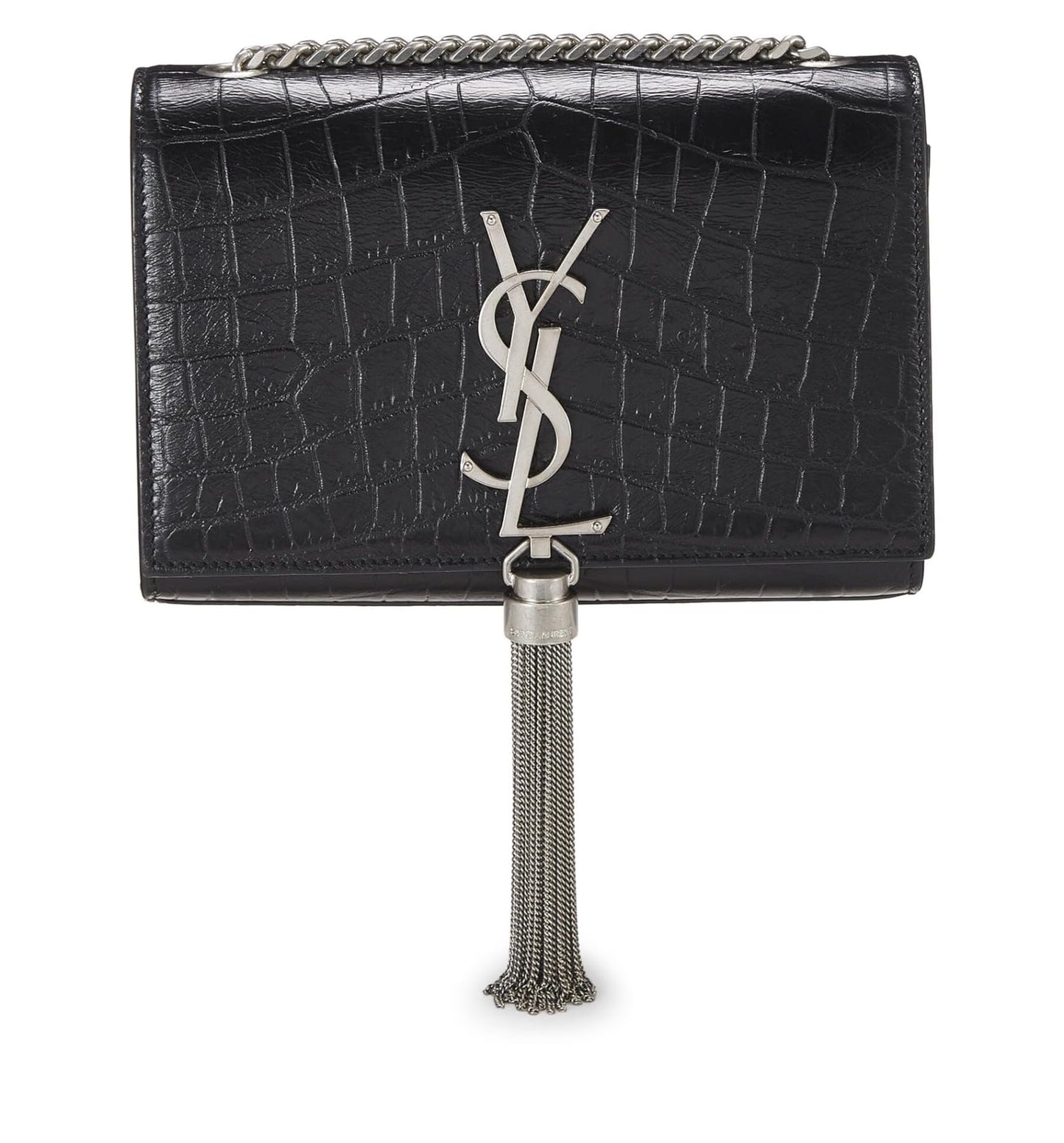 Yves Saint Laurent, Kate Tassel Small en cuir gaufré noir d'occasion, noir