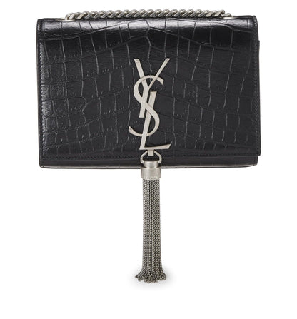 Yves Saint Laurent, Kate Tassel Small en cuir gaufré noir d'occasion, noir