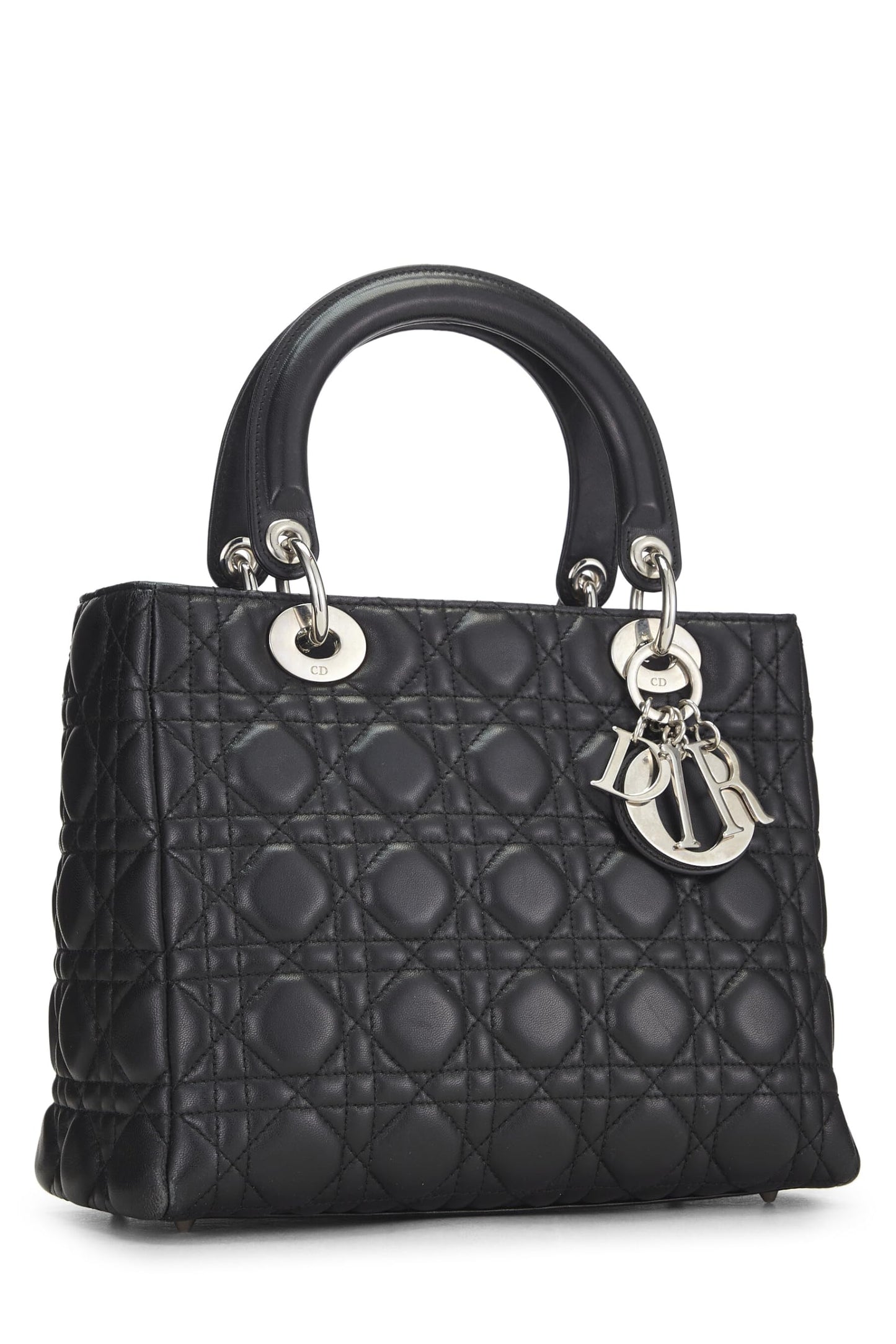 Dior, Pre-Loved Black Cannage Quilted Lambskin Lady Dior Medium, Black