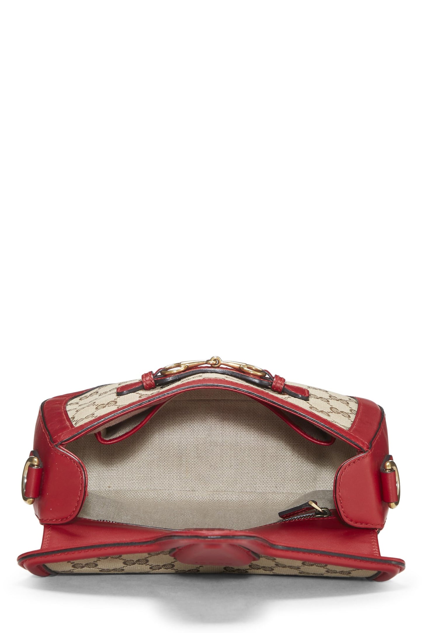 Gucci, Pre-Loved Red Original GG Canvas Lady Web Shoulder Bag Small, Red