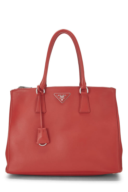 Prada, sac cabas moyen en cuir de veau rouge d'occasion, rouge