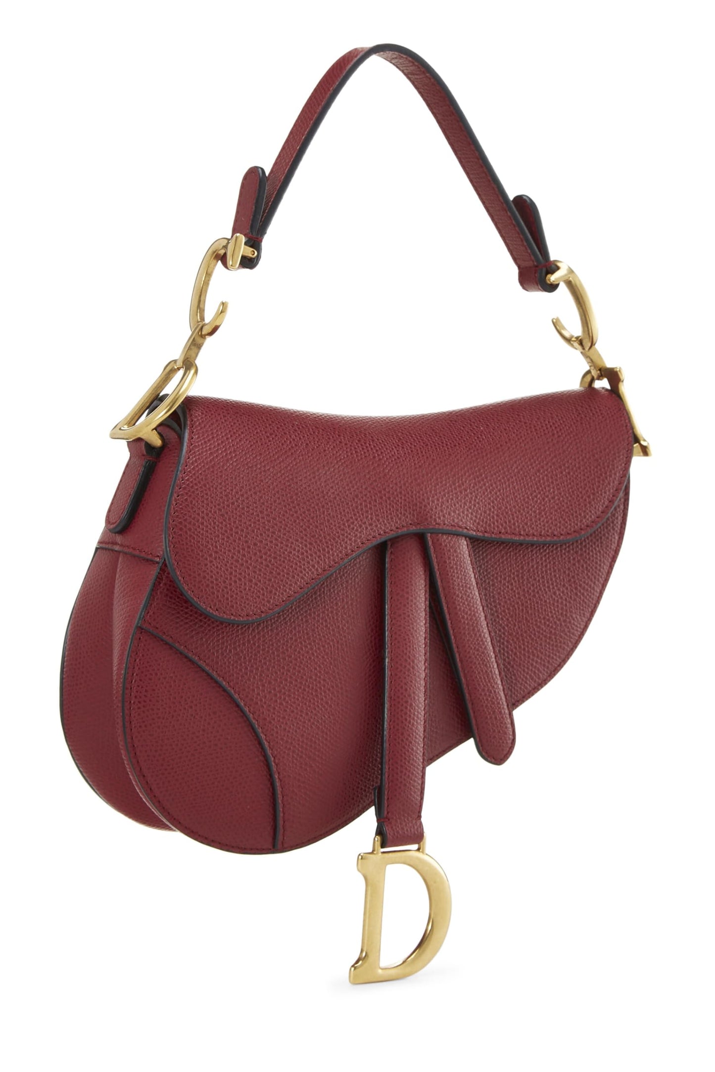 Dior, Mini sac Saddle en cuir de veau bordeaux d'occasion, bordeaux