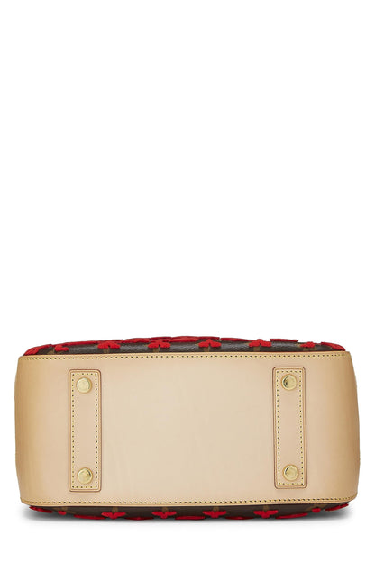 Louis Vuitton, Cube Deauville en tuffetage monogramme rouge d'occasion, rouge