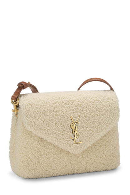 Yves Saint Laurent, Pre-Loved Beige Shearling Loulou Toy, White