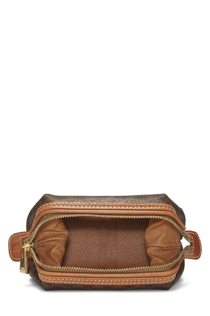 Céline, Pre-Loved Brown Coated Canvas Macadam Pouch, Brown