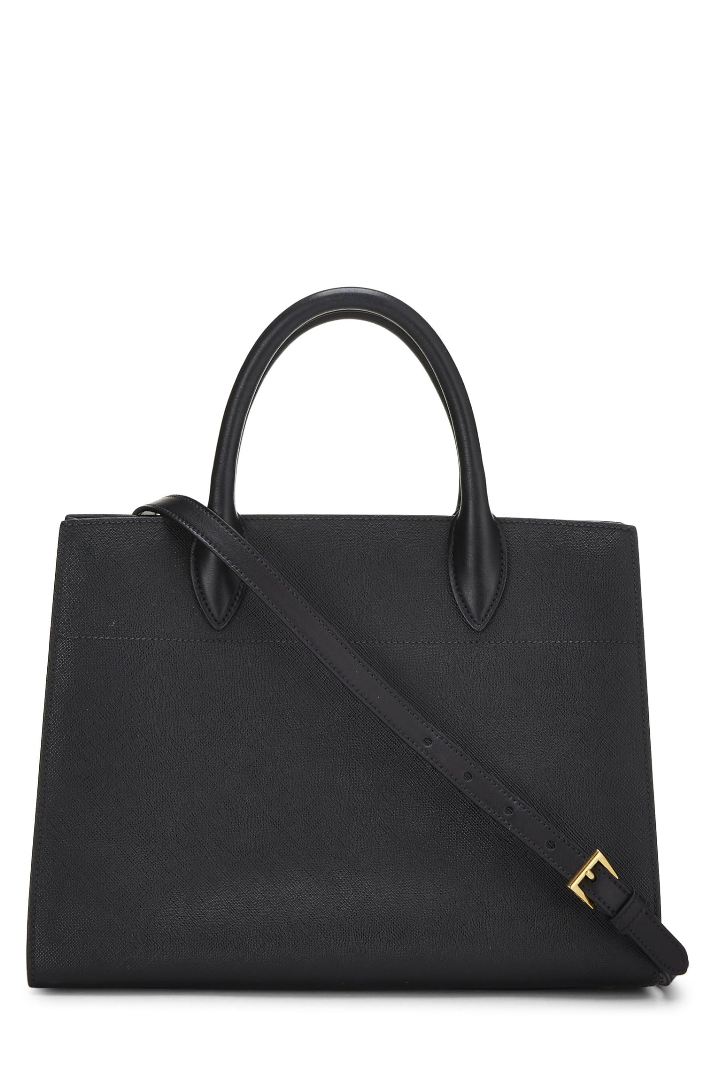 Prada, Bibliotheque Small en cuir saffiano noir d'occasion, noir