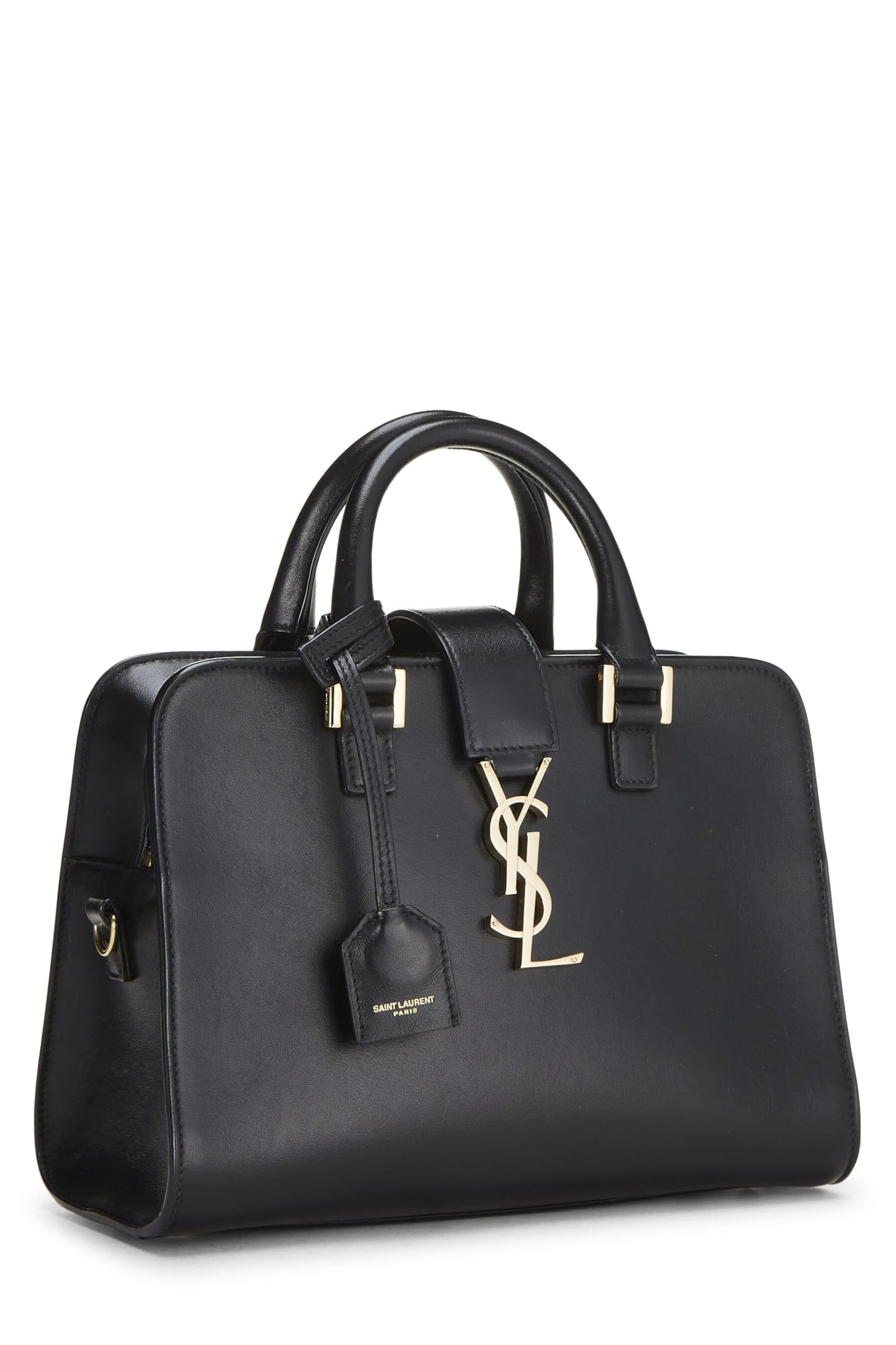 Yves Saint Laurent, Pre-Loved Black Soft Calfskin Monogram Cabas Baby, Black