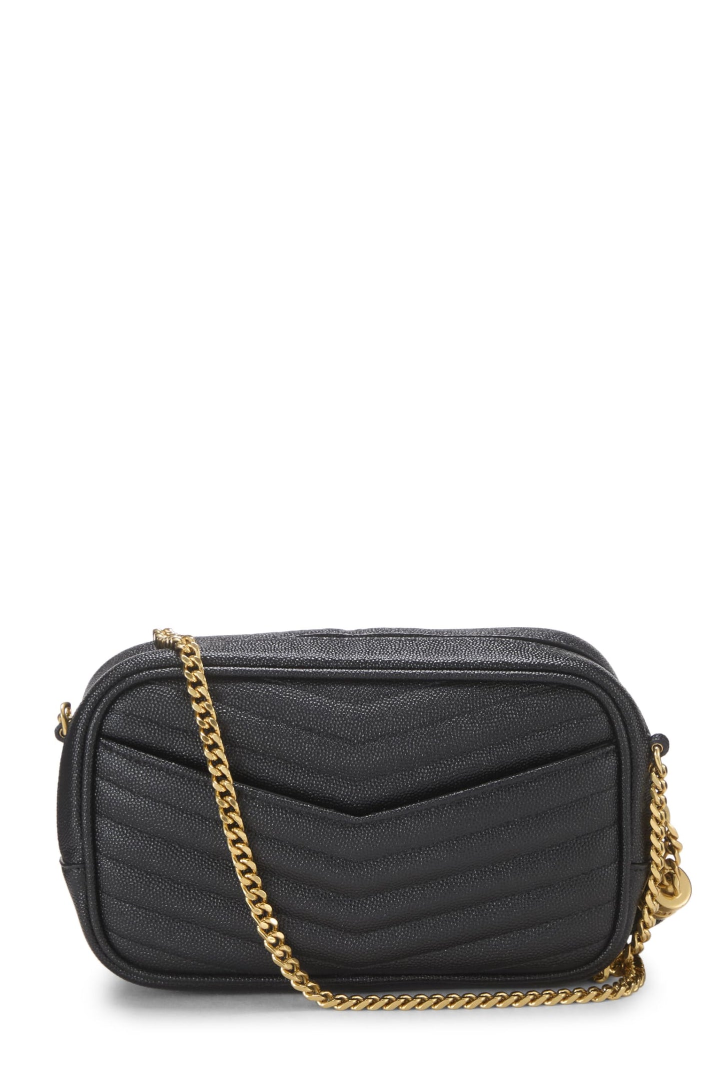 Yves Saint Laurent, Bolso mini para cámara Lou de cuero granulado negro Pre-Loved, Negro