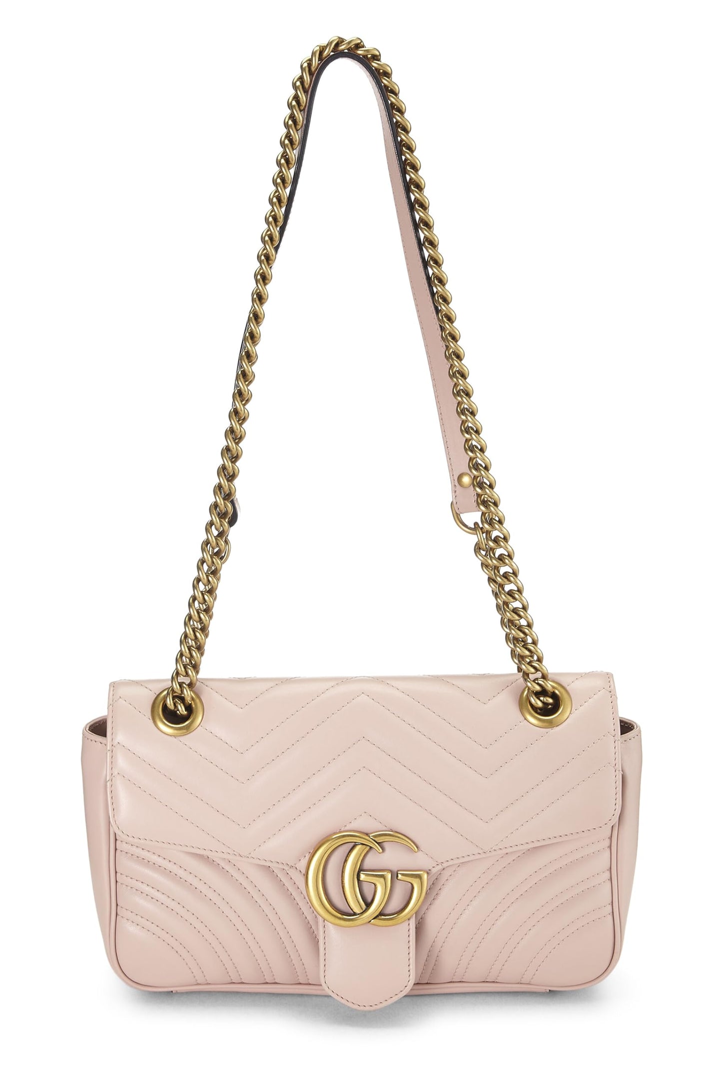 Gucci, sac à bandoulière GG Marmont en cuir rose d'occasion, petit modèle, rose