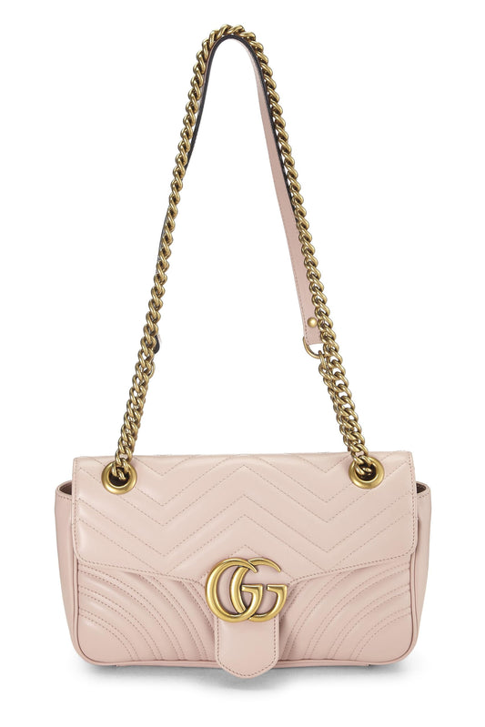 Gucci, Pre-Loved Pink Leather GG Marmont Shoulder Bag Small, Pink