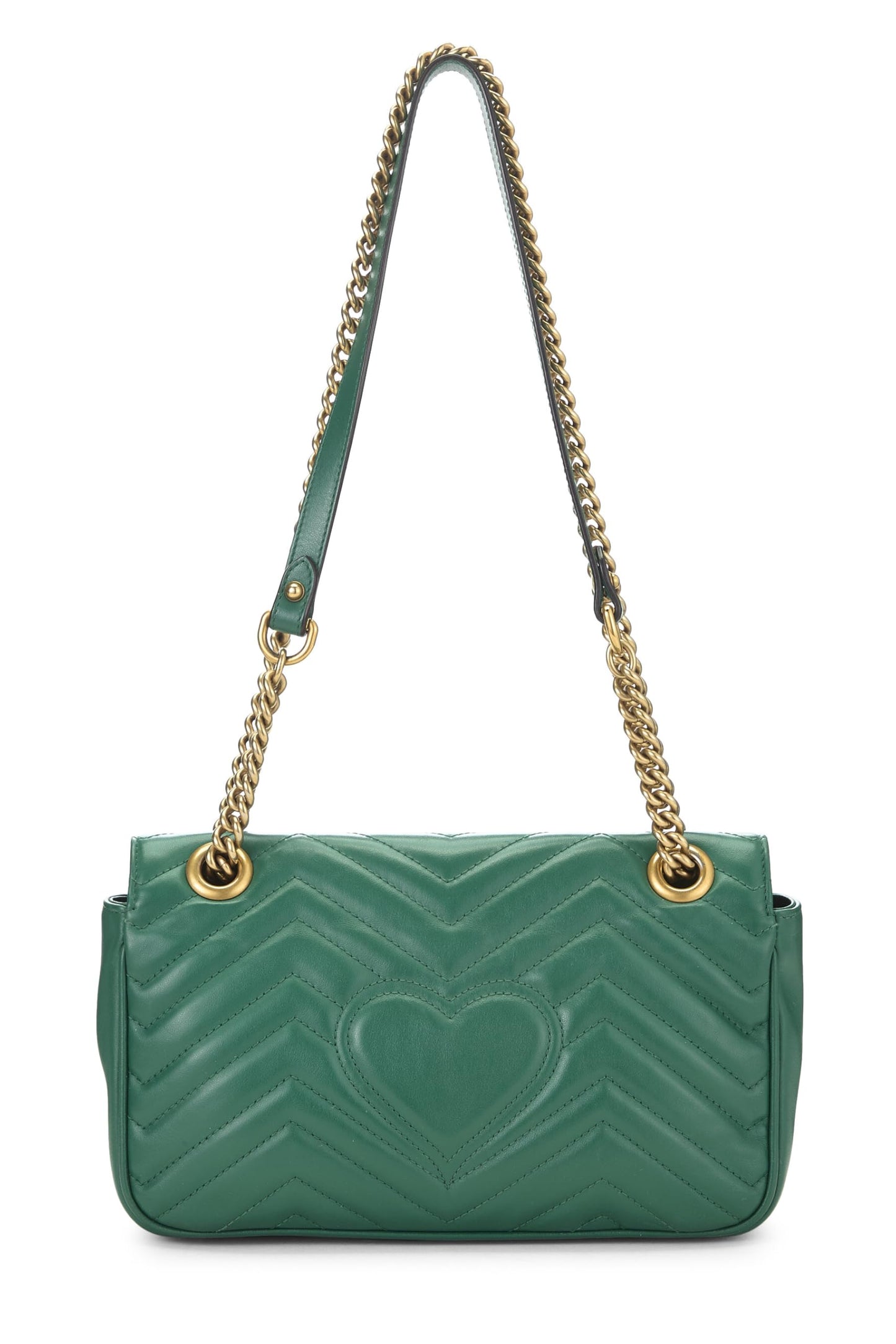 Gucci, sac à bandoulière GG Marmont en cuir vert d'occasion, petit modèle, vert