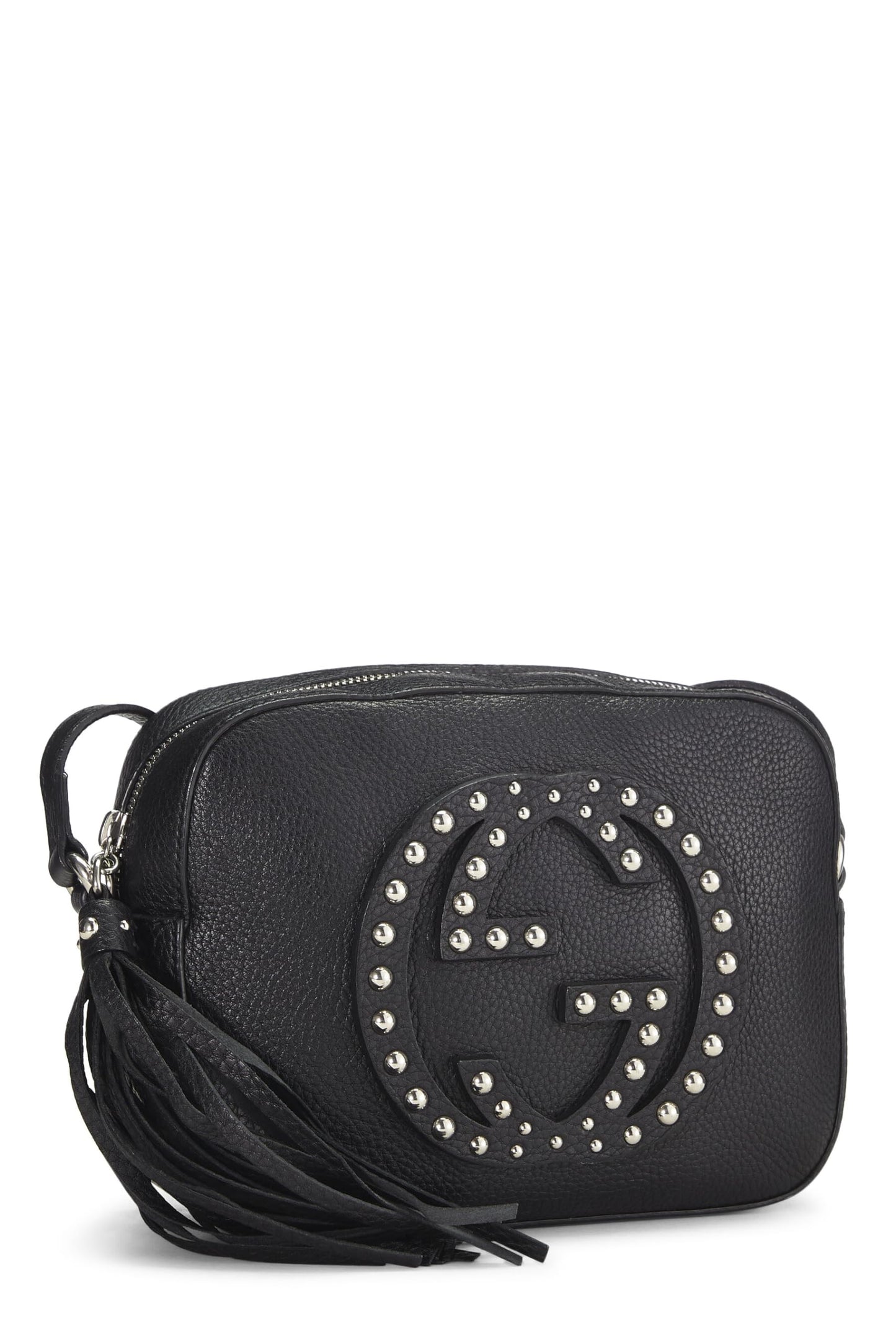 Gucci, Pre-Loved Black Grained Leather Studded Soho Disco, Black