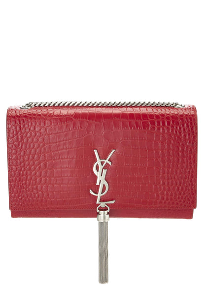 Yves Saint Laurent, Borla Kate mediana en relieve roja Pre-Loved, Rojo