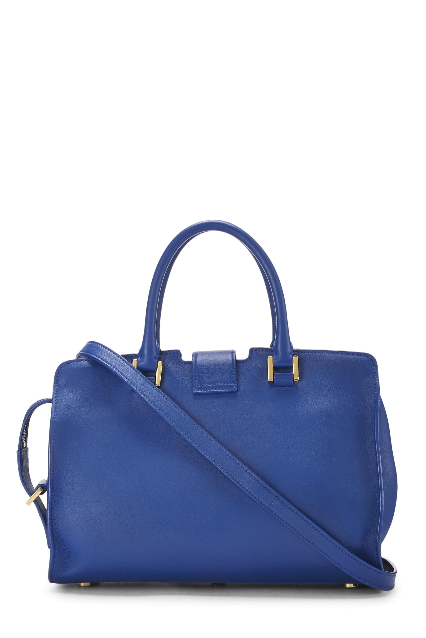 Yves Saint Laurent, Pre-Loved Blue Soft Leather Monogram Cabas Baby, Blue