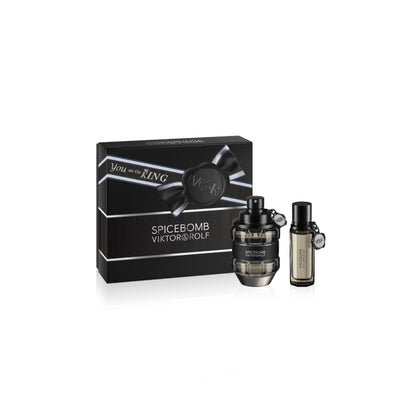 Viktor&amp;Rolf - Spicebomb Eau de Toilette - Set de regalo de colonia para hombre - Amaderada y especiada - Colonia para hombre - Con notas de cítricos y tabaco - 3 fl oz y 0,68 fl oz