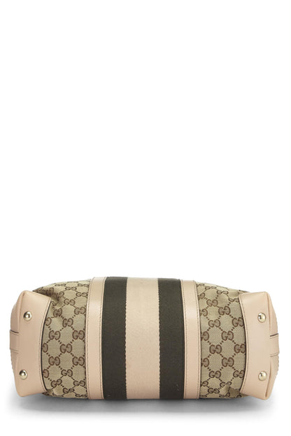 Gucci, sac hobo vintage en toile GG d'occasion de taille moyenne, rose