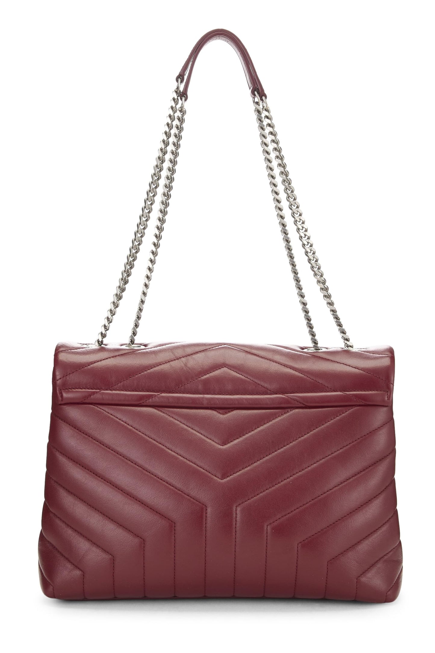 Yves Saint Laurent, Pre-Loved Burgundy Calfskin Monogram Loulou Medium, Burgundy