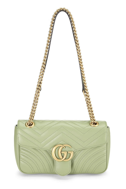 Gucci, sac à bandoulière GG Marmont Torchon en cuir vert d'occasion, petit modèle, vert