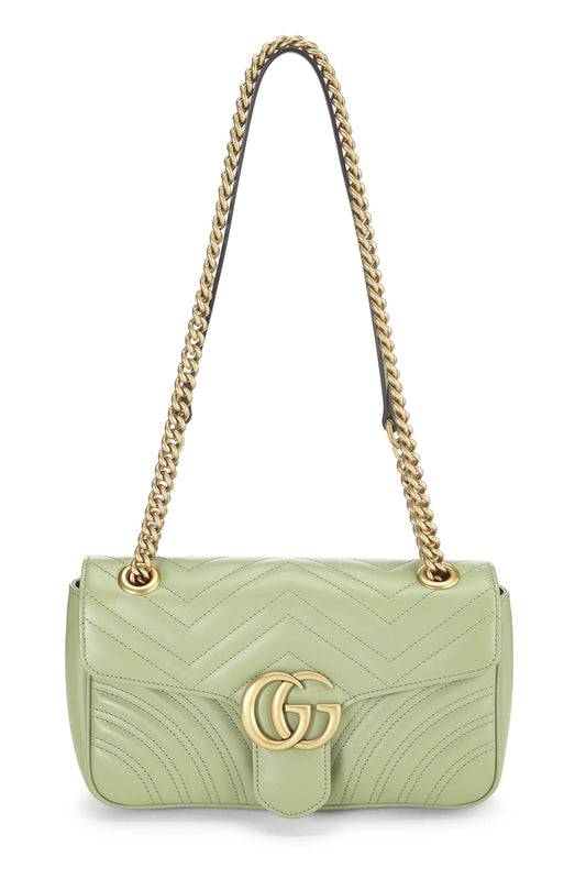 Gucci, Bolso de hombro pequeño Torchon GG Marmont de cuero verde Pre-Loved, Verde