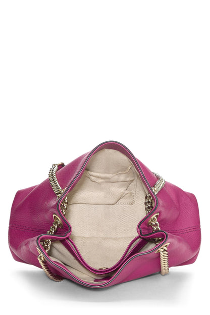 Gucci, Bolso tote pequeño Soho de cuero morado con cadena Pre-Loved, Púrpura