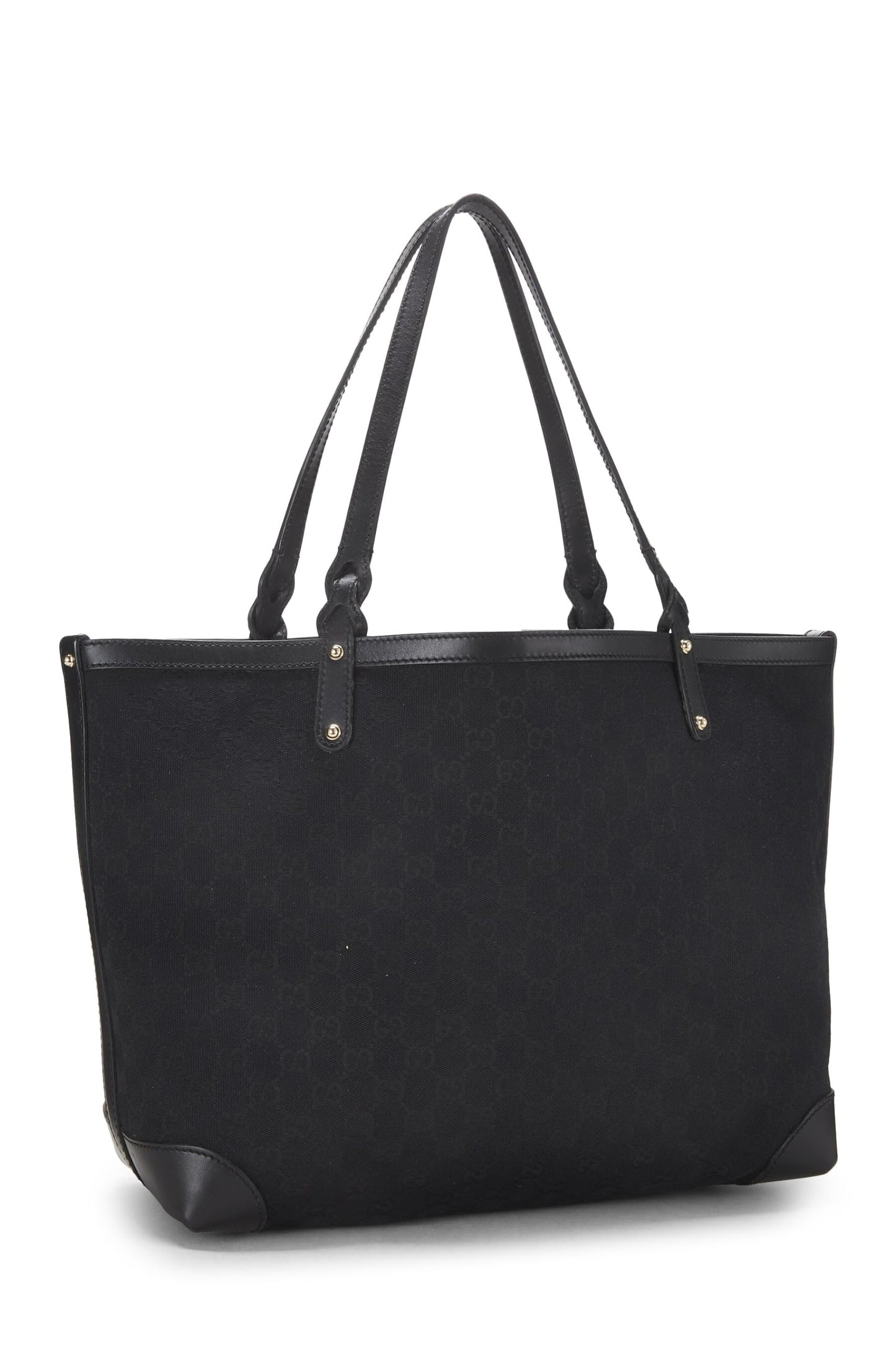 Gucci, sac fourre-tout artisanal en toile GG noir d'origine d'occasion, noir