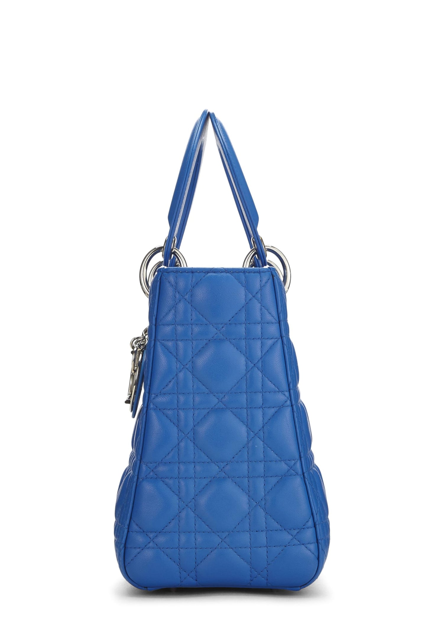 Dior, Pre-Loved Blue Cannage Piel de cordero acolchada Lady Dior Medium, Azul