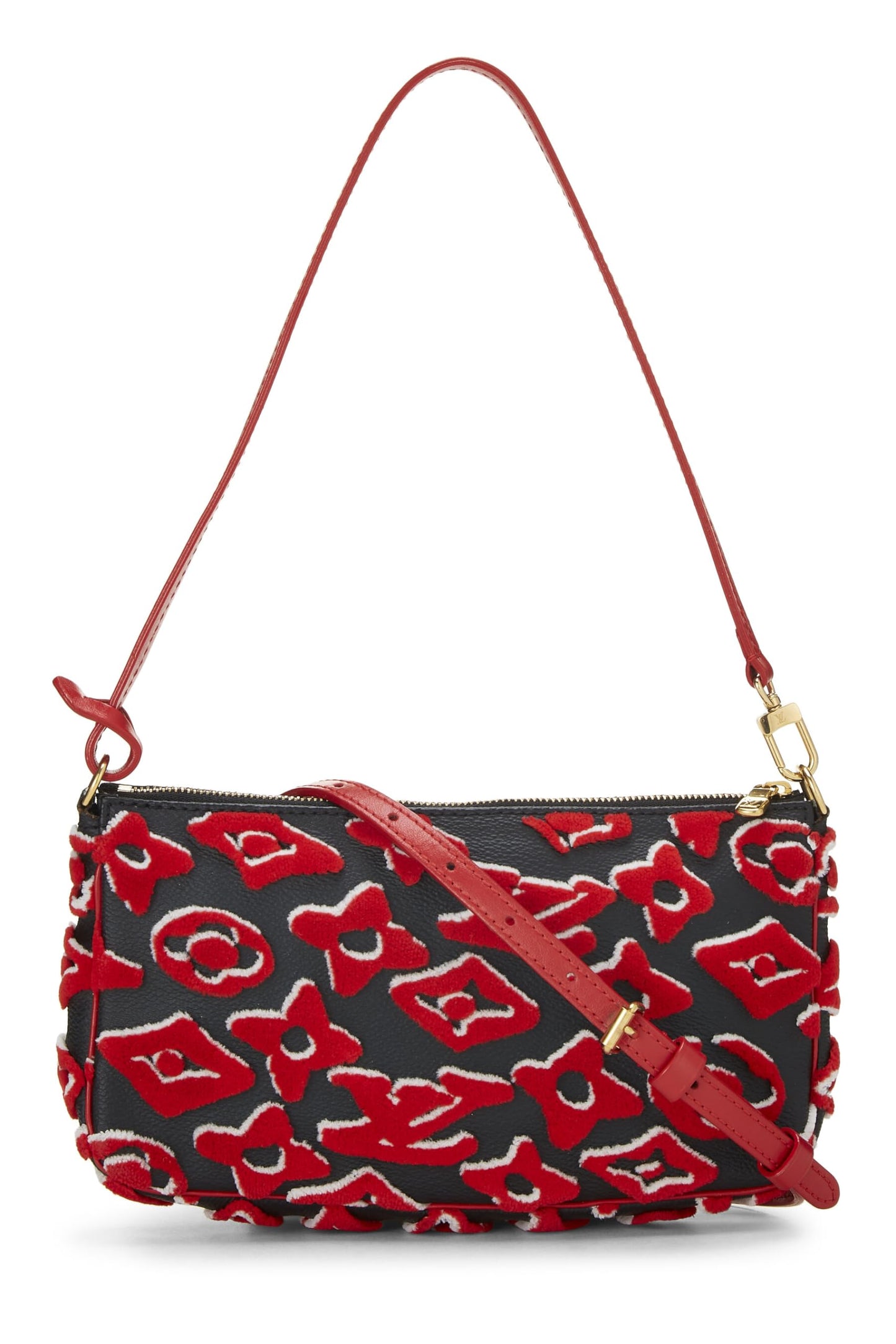 Louis Vuitton, Pre-Loved Urs Fisher x Louis Vuitton Red Tufted Monogram Pochette Accessoires, Red