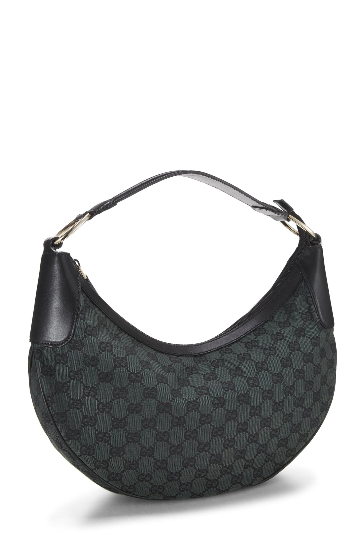 Gucci, sac hobo demi-lune en toile GG verte d'occasion, vert