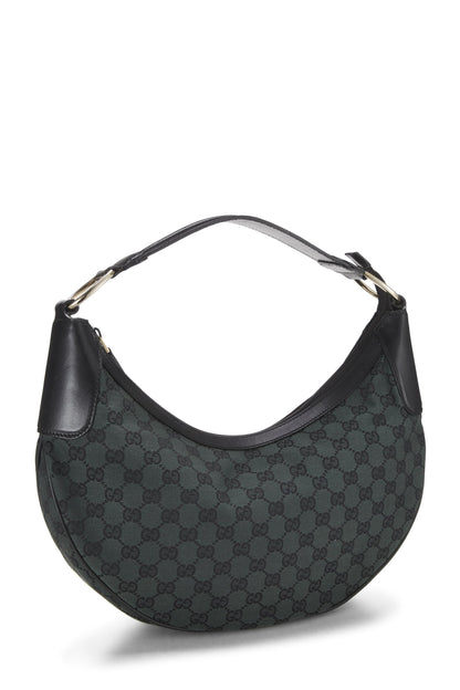 Gucci, Hobo de media luna de lona GG verde Pre-Loved, Verde