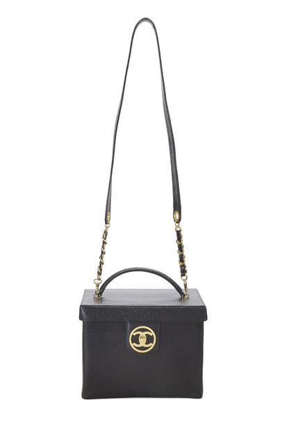 Chanel, Tocador grande Pre-Loved Black Caviar Circle 'CC', negro