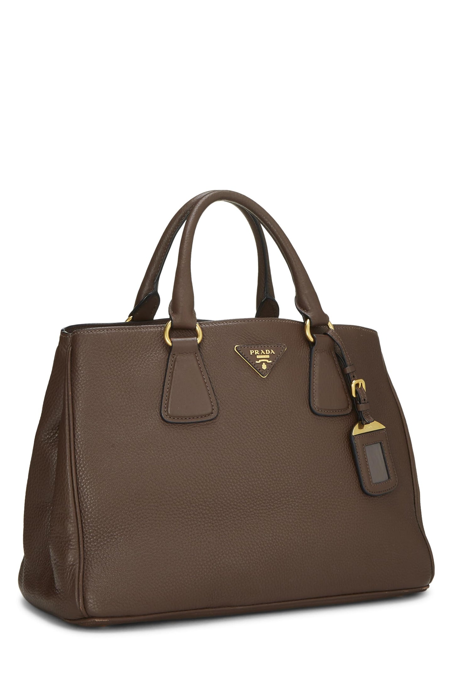 Prada, Pre-Loved Brown Vitello Daino Convertible Top Handle Tote, Brown