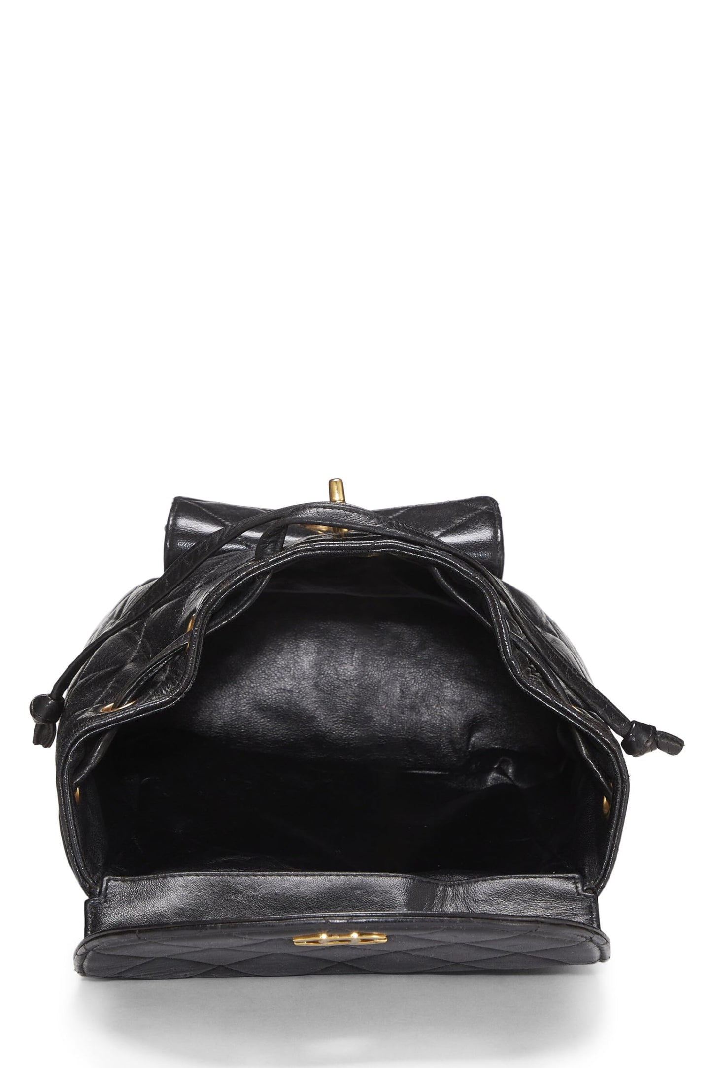 Chanel, Mochila clásica mediana 'CC' de piel de cordero acolchada negra Pre-Loved, Negro