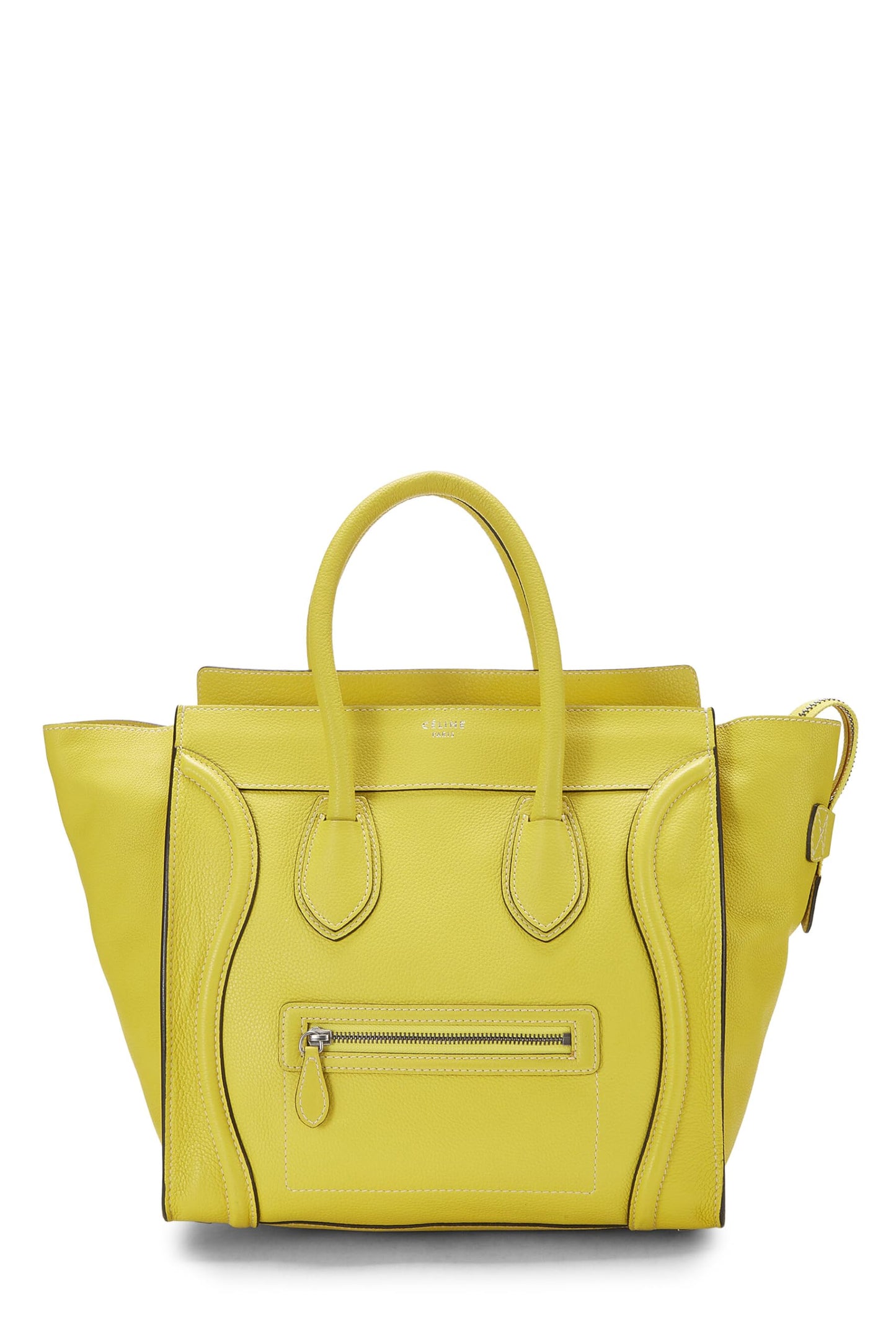 Céline, Mini maleta de piel de becerro con tambores amarillos Pre-Loved, Amarillo