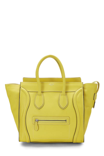 Céline, Mini maleta de piel de becerro con tambores amarillos Pre-Loved, Amarillo