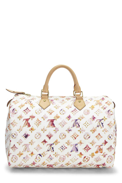 Louis Vuitton, Pre-Loved Richard Prince x Louis Vuitton Monogram Watercolor Speedy 35, White