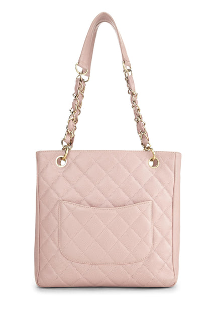 Chanel, Pre-Loved Pink Quilted Caviar Petite Shopping Tote (PST), Pink