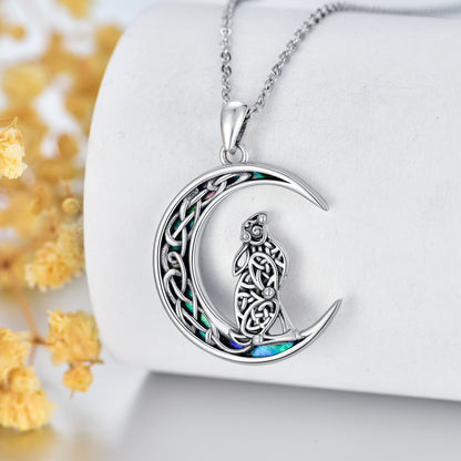 Celtic Knot Bunny Moon Necklace Sterling Silver Abalone Shellfish Pendant Jewelry Gifts