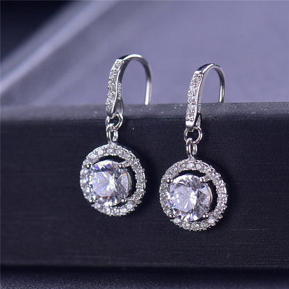 1 Karat Round Bag Micro-inlaid 925 Silver Moissanite Ear Studs